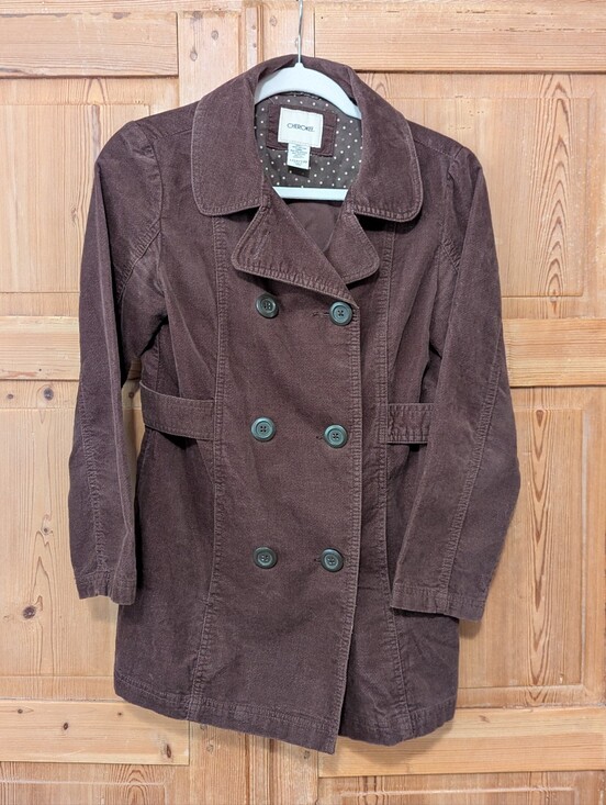 Cherokee Jackets & Blazers - Vintage Y2K Cherokee Brown Corduroy Pea Coat Jacket Double Breasted
